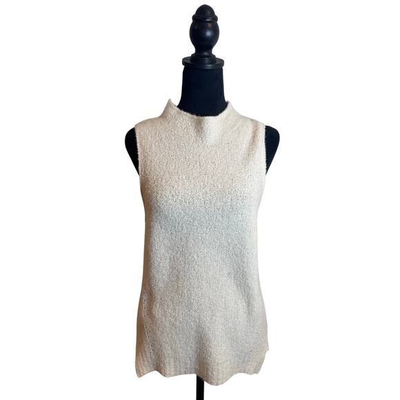 Milly Cloud Cashmere Blend Cream Sleeveless Sweater Medium - Picture 1 of 8